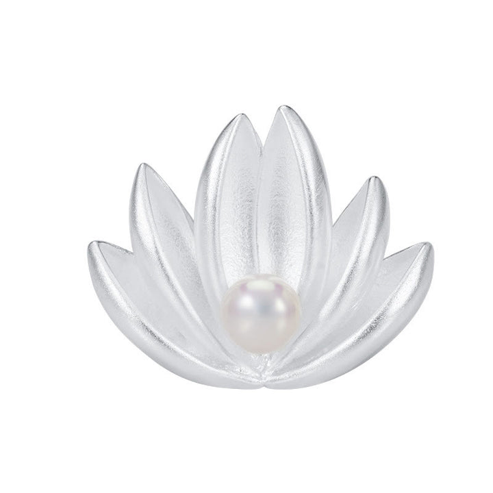 Buddha Stones 925 Sterling Silver Lotus Flower Pearl New Beginning Brooch - image 8