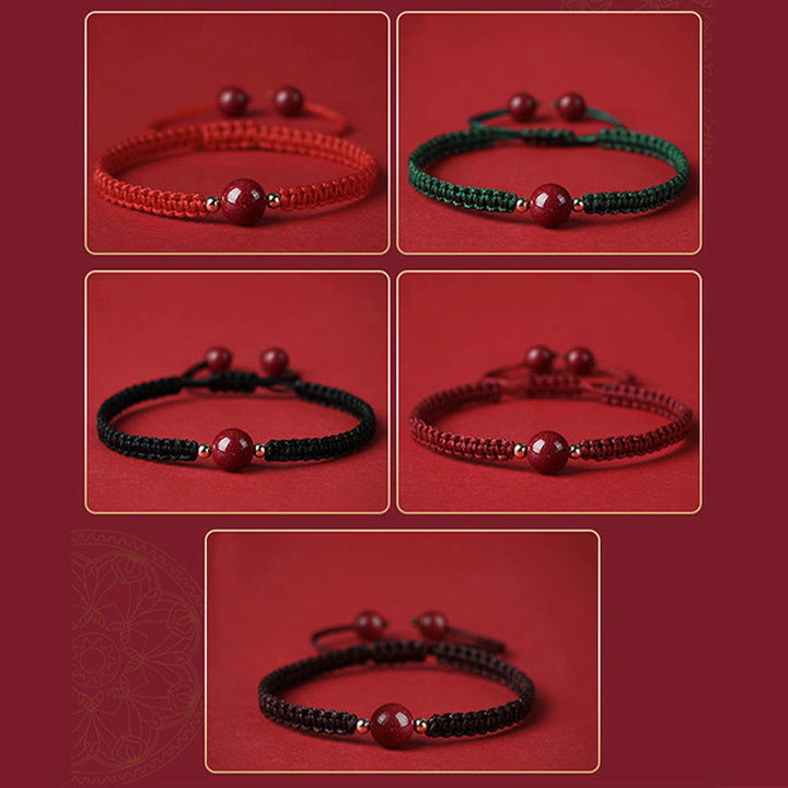 Buddha Stones Lucky Cinnabar Bead Blessing Red String Bracelet