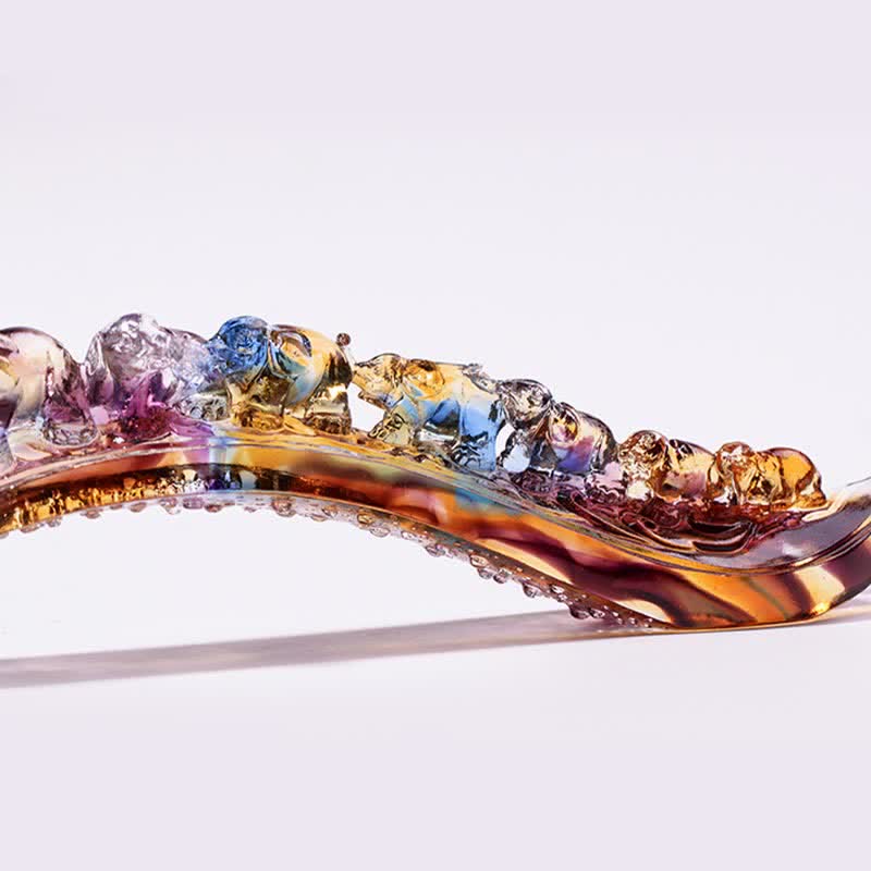 Handmade Liuli Crystal Ruyi Elephant Art Piece Home Decoration With Crystal Base - image 10