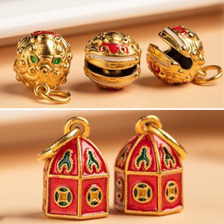Buddha Stones Nothing to Be Superstitious Dancing Lion Copper Wealth Key Chain - image 12