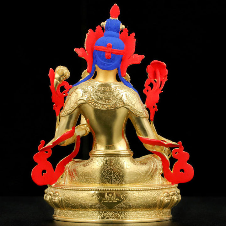 Bodhisattva Green Tara Protection Copper Gold Plated Statue Decoration - image 3