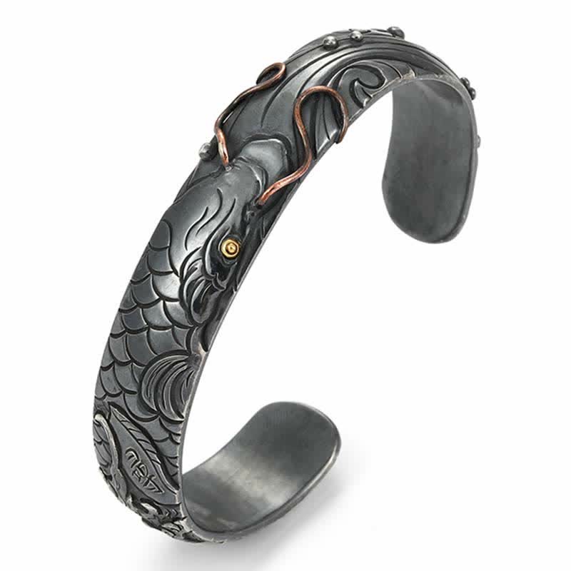 999 Sterling Silver 990 Gold Koi Fish Luck Wealth Success Bracelet Bangle - image 8