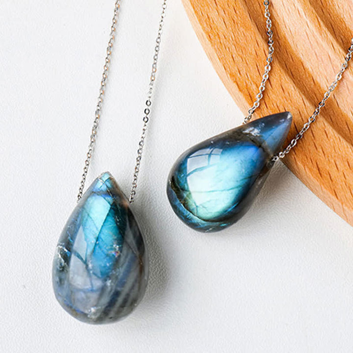 Buddha Stones Labradorite Water Drop Support Healing Necklace Pendant - image 4