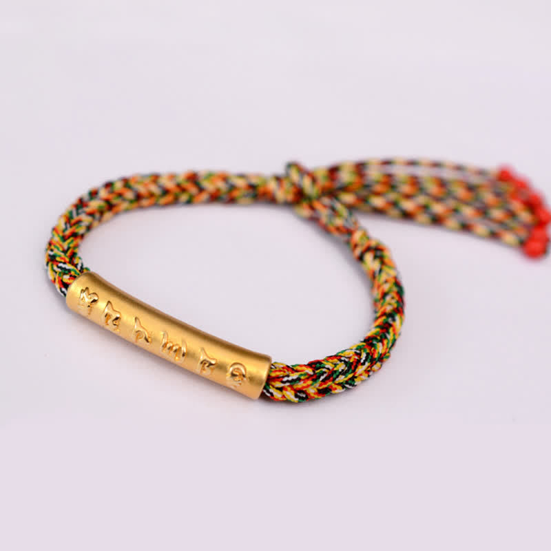 Buddha Stones 999 Sterling Silver Om Mani Padme Hum Protection Strength String Bracelet - 999 Sterling Silver Plated Gold - Colorful(Bracelet Size 16+4.5cm) - image 21