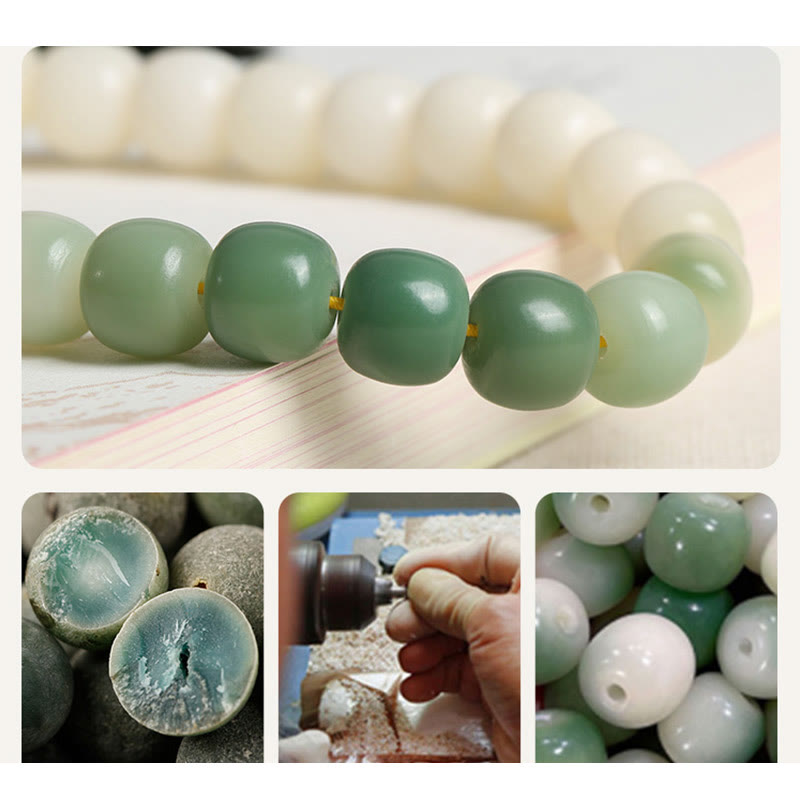 Natural Gradient Bodhi Seed Fortune Money Bag Lotus Wisdom Tassel Wrist Mala