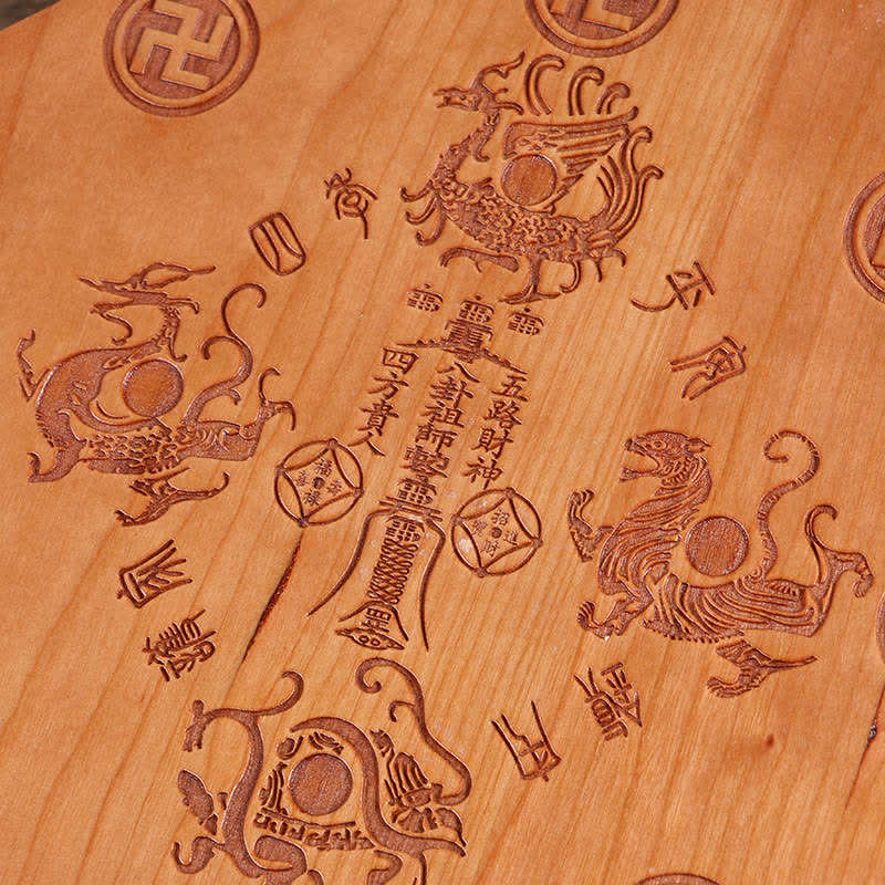 Feng Shui Bagua Map Peach Wood Five-Emperor Coins Chinese Knotting Balance Energy Map Mirror - image 6