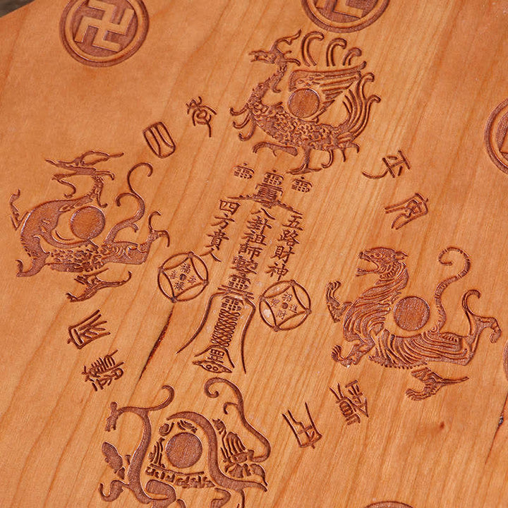 Feng Shui Bagua Map Peach Wood Five-Emperor Coins Chinese Knotting Balance Energy Map Mirror - image 6