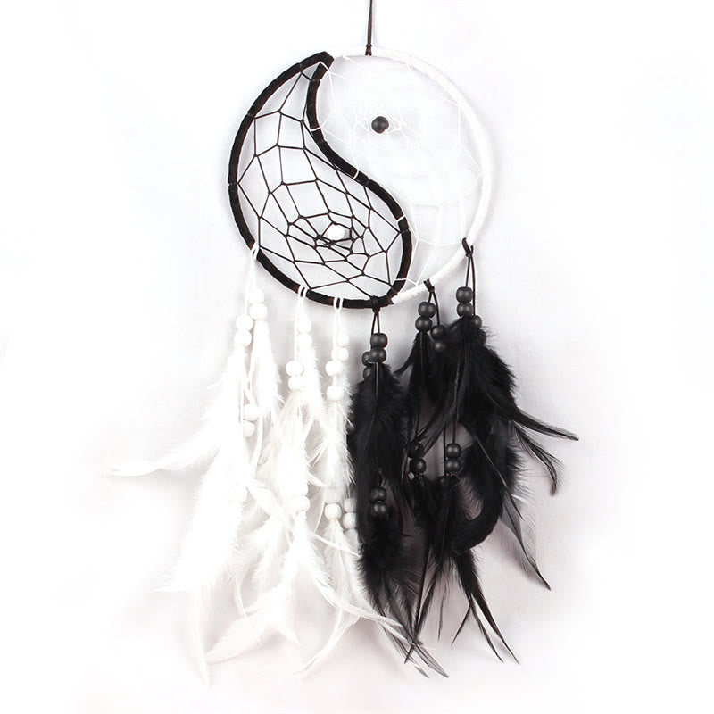 Yin Yang  Dream Catcher Circular Net with Feathers Balance Decoration - #1 - image 0