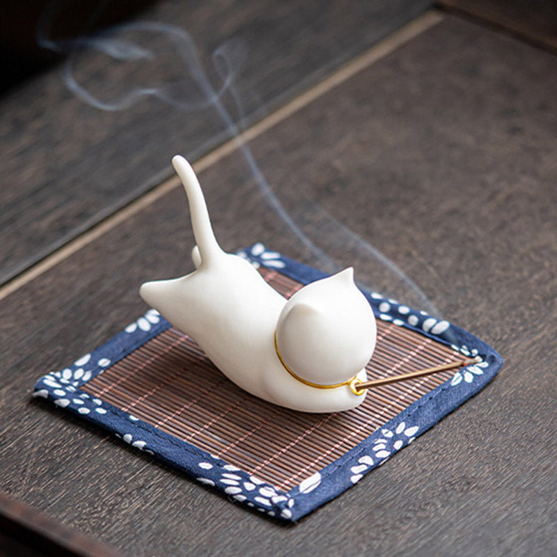Lovely Cat Panda Ceramic Blessing Incense Burner Decoration - image 6