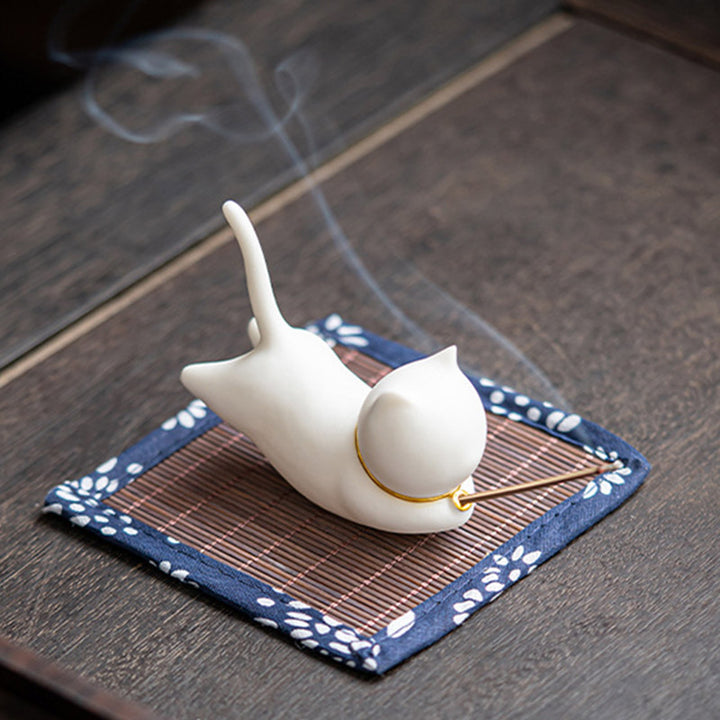 Lovely Cat Panda Ceramic Blessing Incense Burner Decoration - image 6
