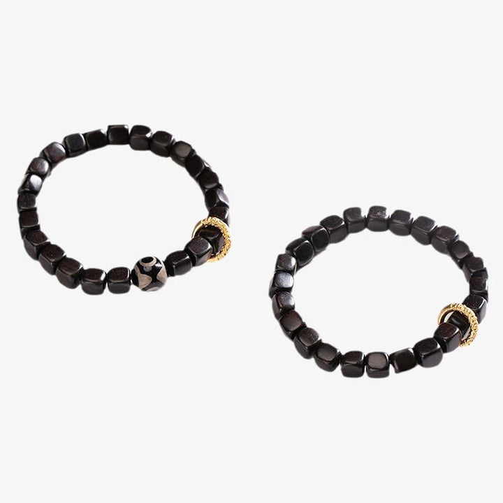 Buddha Stones Tibetan Ebony Wood Dzi Bead Balance Calm Bracelet