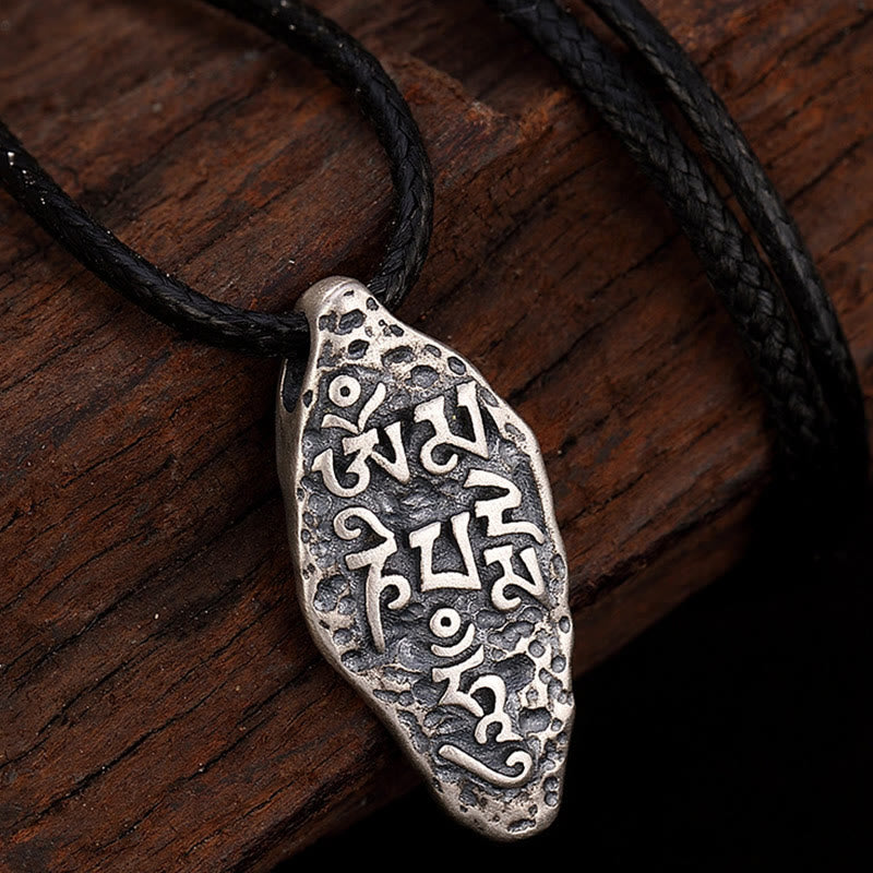Buddha Stones Tibetan 925 Sterling Silver Om Mani Padme Hum Dorje Vajra Engraved Strength Necklace Pendant - image 9