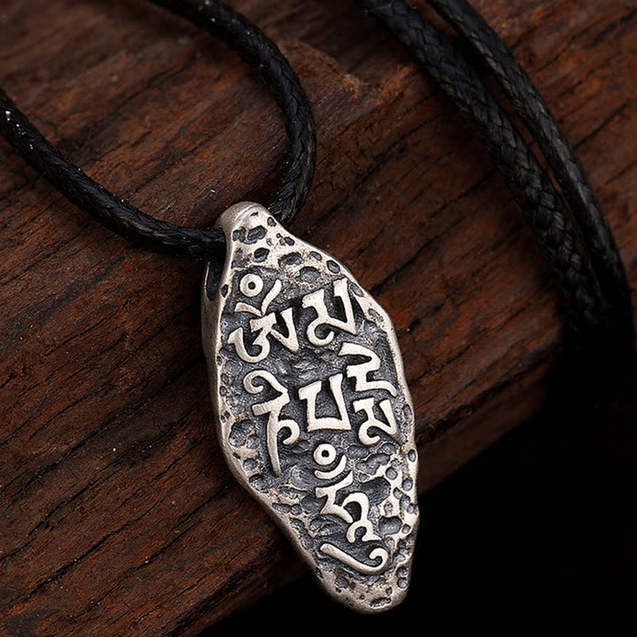 Buddha Stones Tibetan 925 Sterling Silver Om Mani Padme Hum Dorje Vajra Engraved Strength Necklace Pendant - image 9