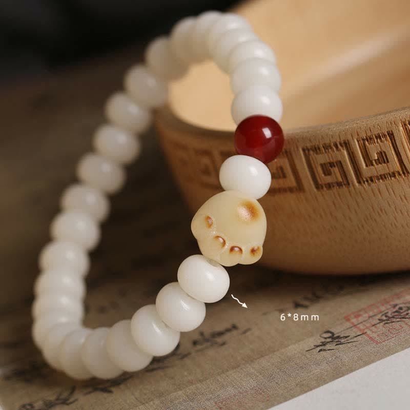 Natural Bodhi Seed Lovely Paw Lucky Cat Bracelet - image 2