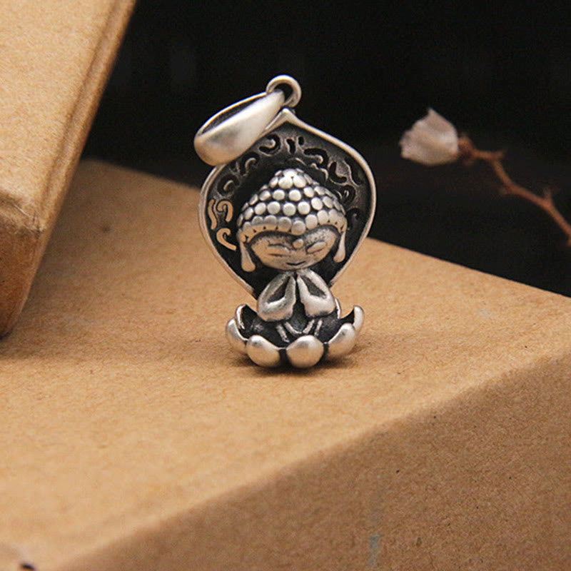 Buddha Stones 999 Sterling Silver Meditation Buddha Lotus Serenity Necklace Pendant - image 6