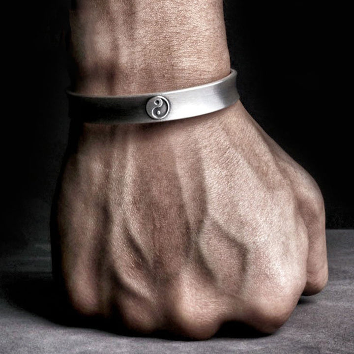 999 Sterling Silver Yin Yang Auspicious Clouds Balance Harmony Bracelet - Yin Yang&Auspicious Clouds - image 1