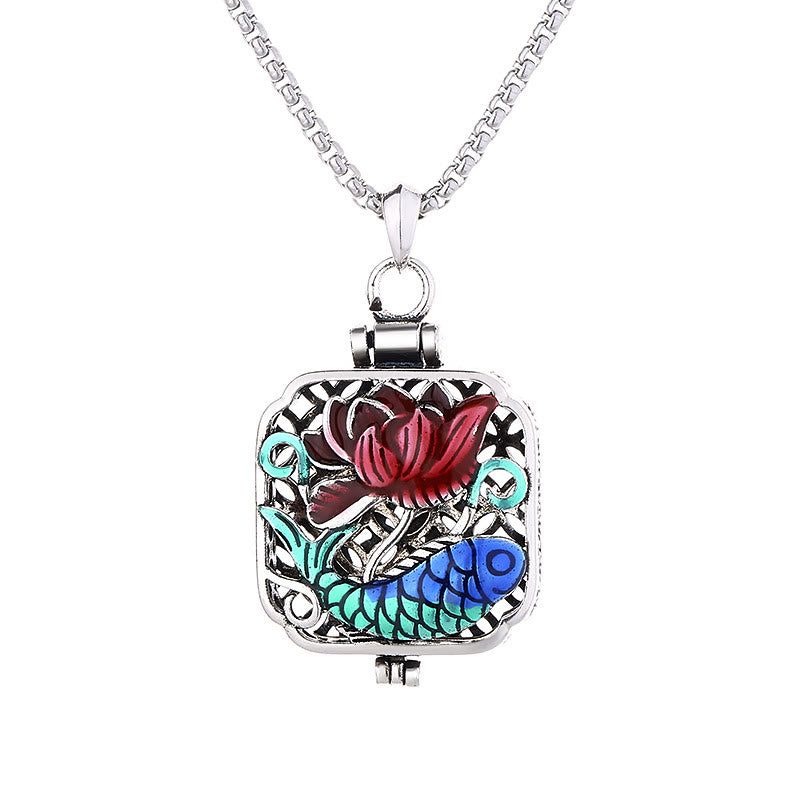 Buddha Stones Koi Fish Lotus Copper Coins Luck Ghau Prayer Box Necklace Pendant - image 6