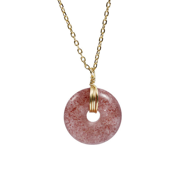 925 Sterling Silver Strawberry Quartz Healing Positive Necklace - image 8