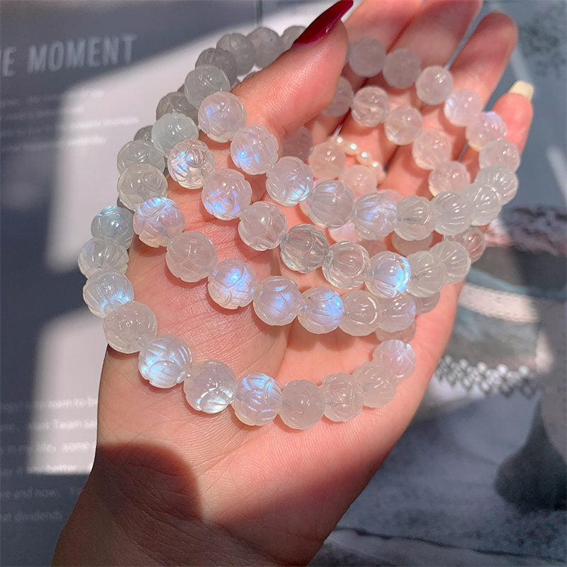 Buddha Stones Natural Moonstone Lotus Love Bracelet - image 2