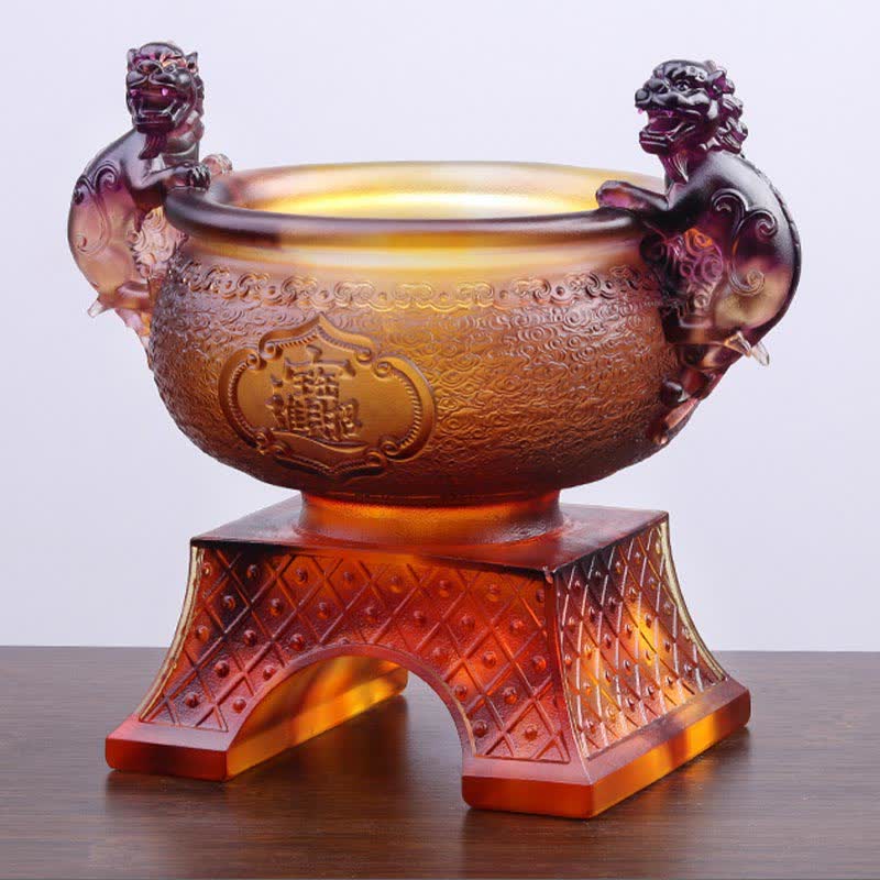 Handmade Liuli Crystal PiXiu Treasure Bowl Art Piece Home Decoration - image 12