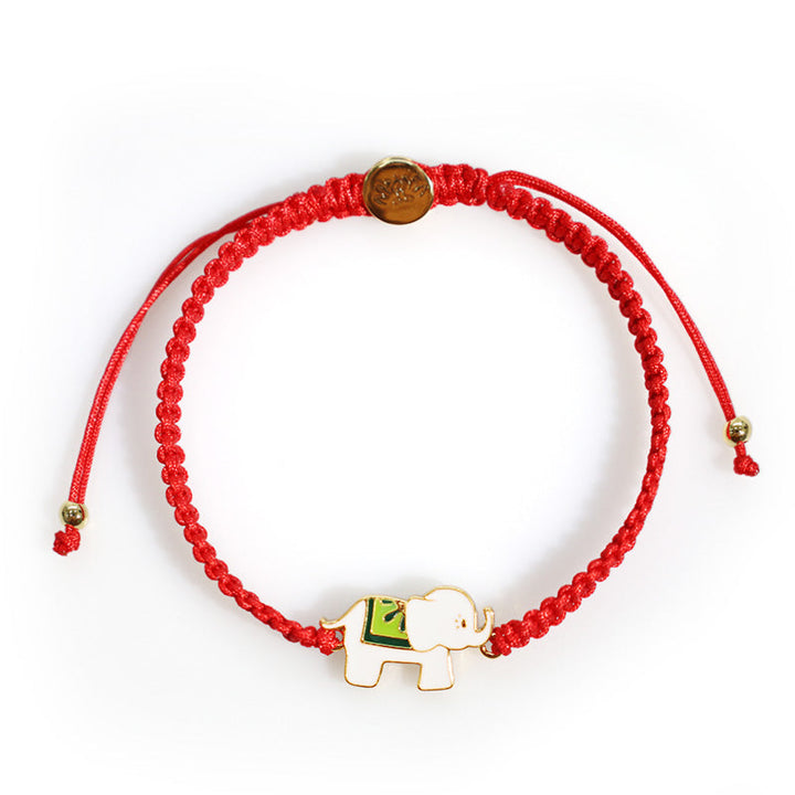 Tibetan Handmade 925 Sterling Silver Lucky Elephant Red String Bracelet