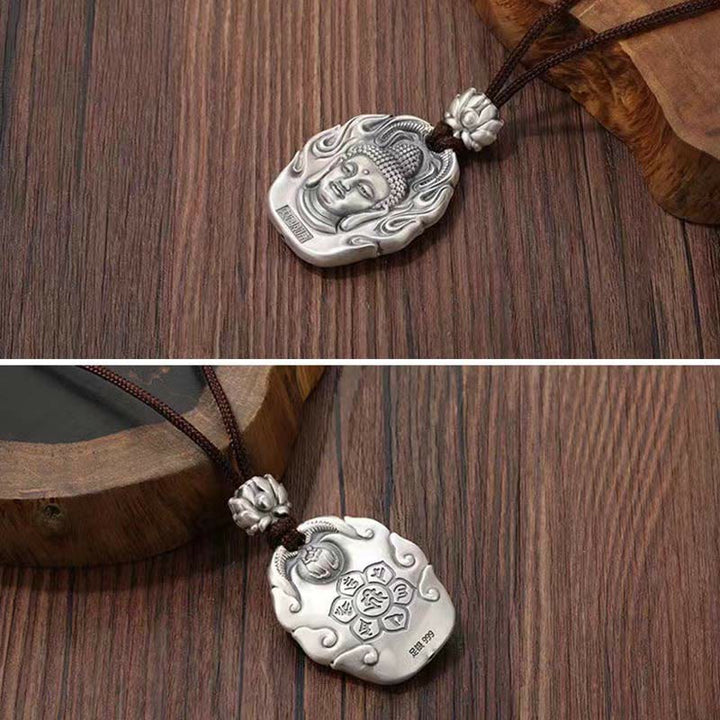 Buddha Stones Chinese Zodiac Natal Buddha Om Mani Padme Hum Lotus Compassion Necklace Pendant - image 4
