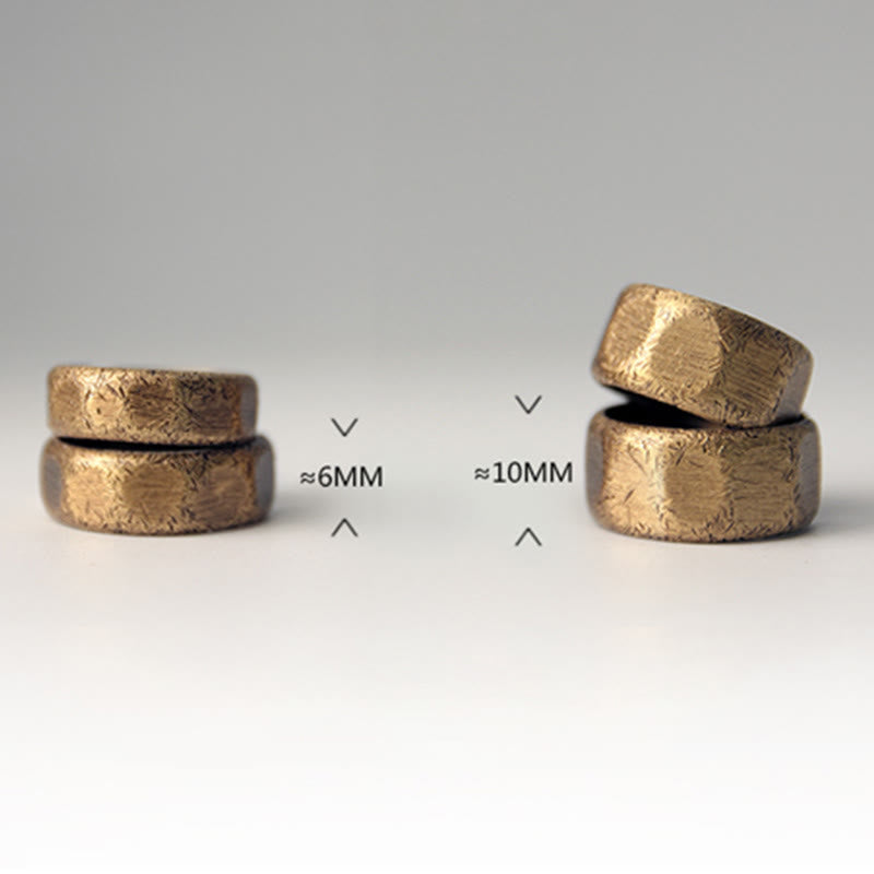 Tibetan Simple Design Copper Brass Frosted Wealth Ring - image 20