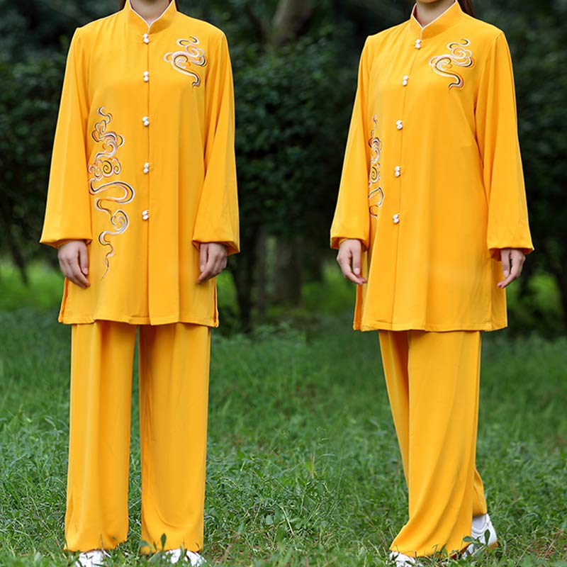 Auspicious Clouds Embroidery Meditation Prayer Spiritual Zen Tai Chi Qigong Practice Unisex Clothing Set - image 9