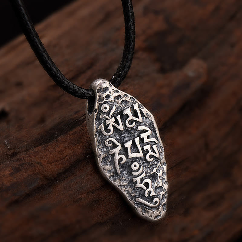 Buddha Stones Tibetan 925 Sterling Silver Om Mani Padme Hum Dorje Vajra Engraved Strength Necklace Pendant - image 8
