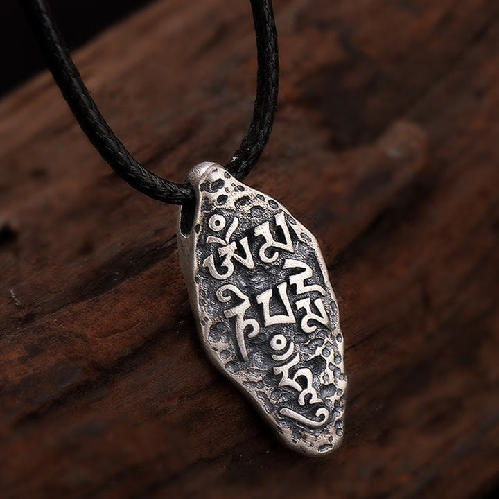 Buddha Stones Tibetan 925 Sterling Silver Om Mani Padme Hum Dorje Vajra Engraved Strength Necklace Pendant - image 8