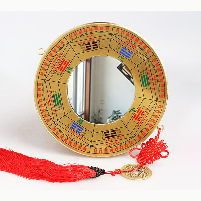 Feng Shui Bagua Map Copper Coin Chinese Knotting Balance Energy Map - 19cm - Nine Palaces Bagua Map - Concave Mirror - image 20