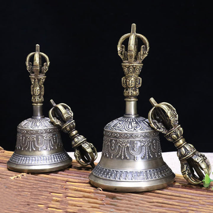 Tibetan Meditation Bell and Vajra Dorje Copper Enlightenment Decoration Set - image 5