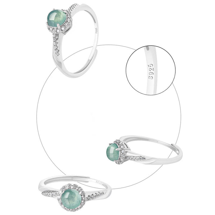 Buddha Stones 925 Sterling Silver Round Jade Luck Prosperity Adjustable Ring - image 4