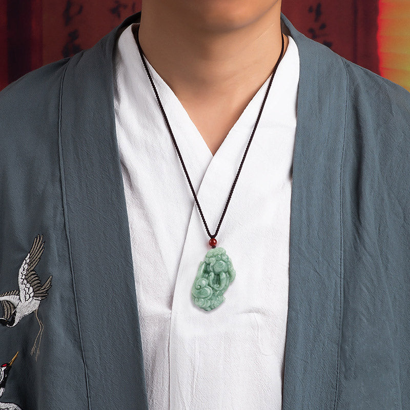Buddha Stones Jade PiXiu Wealth Luck String Necklace Pendant - image 3