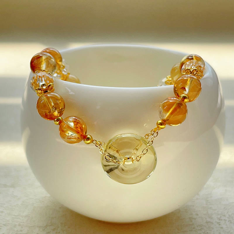 Buddha Stones Peace Buckle Citrine Crystal Prosperity Bracelet