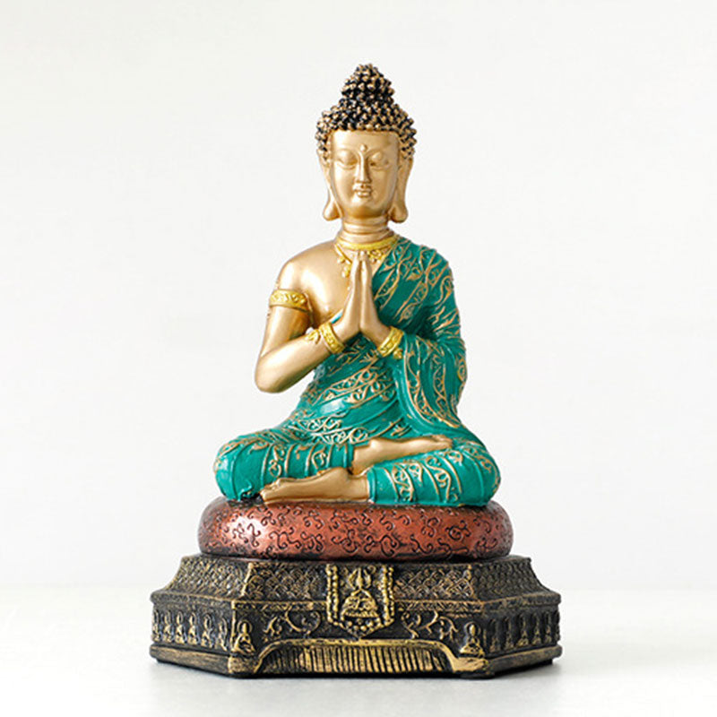 Buddha Compassion Resin Statue Decoration - Green - image 0