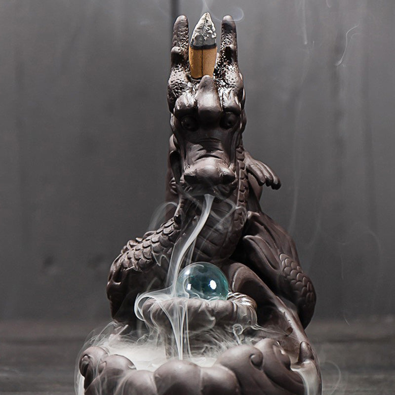 Buddha Stones Tibetan Dragon Protection Incense Burner Decoration - image 1
