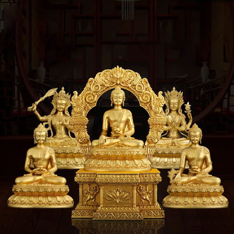 Shakyamuni Amitabha Medicine Buddha Figurine Serenity Copper Statue Home Decoration - image 0