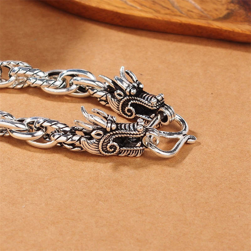 925 Sterling Silver Dragon Luck Protection Bracelet - image 4