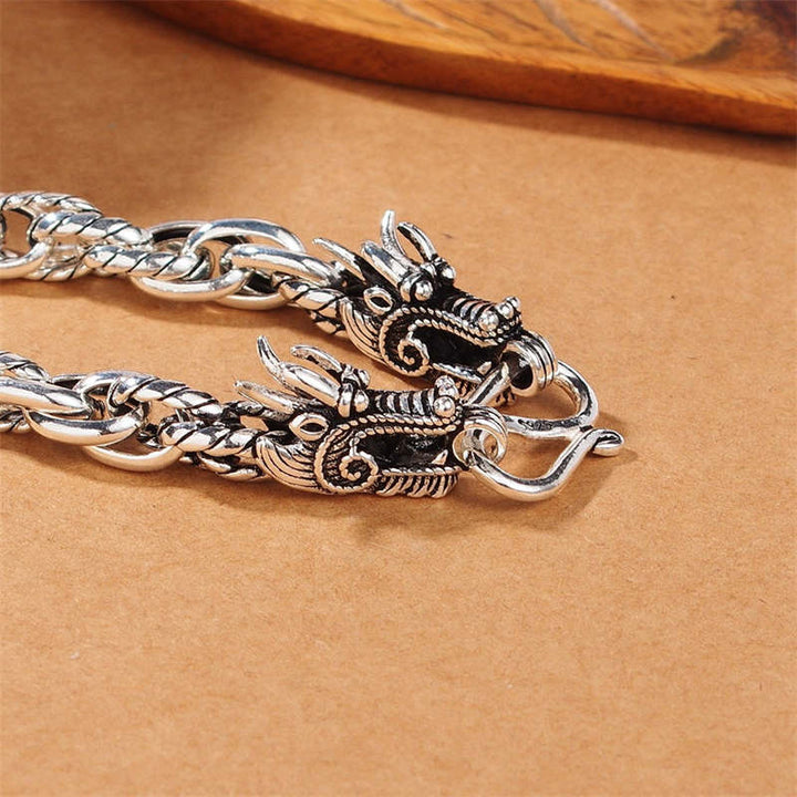 925 Sterling Silver Dragon Luck Protection Bracelet - image 4