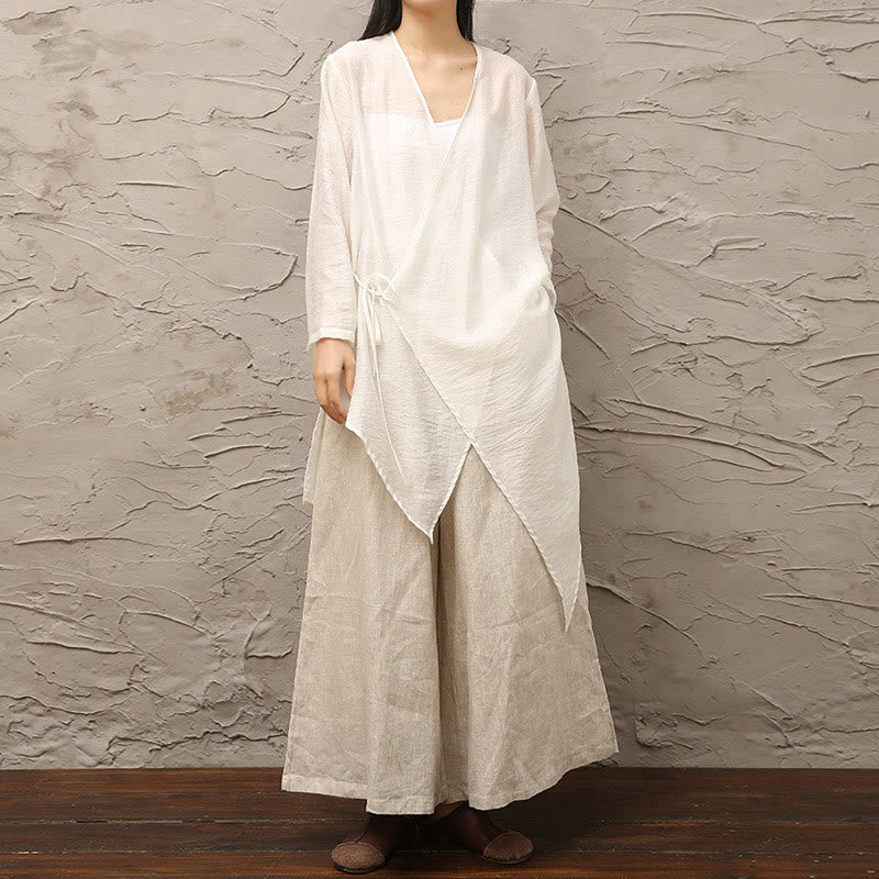 Simple White Beige Pattern Meditation Spiritual Zen Practice Yoga Clothing Women's Clothes