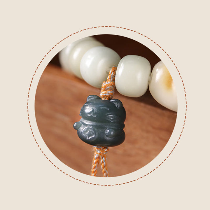 Buddha Stones Lucky Cat Bodhi Seed Cat Paw Peace Bracelet - image 8