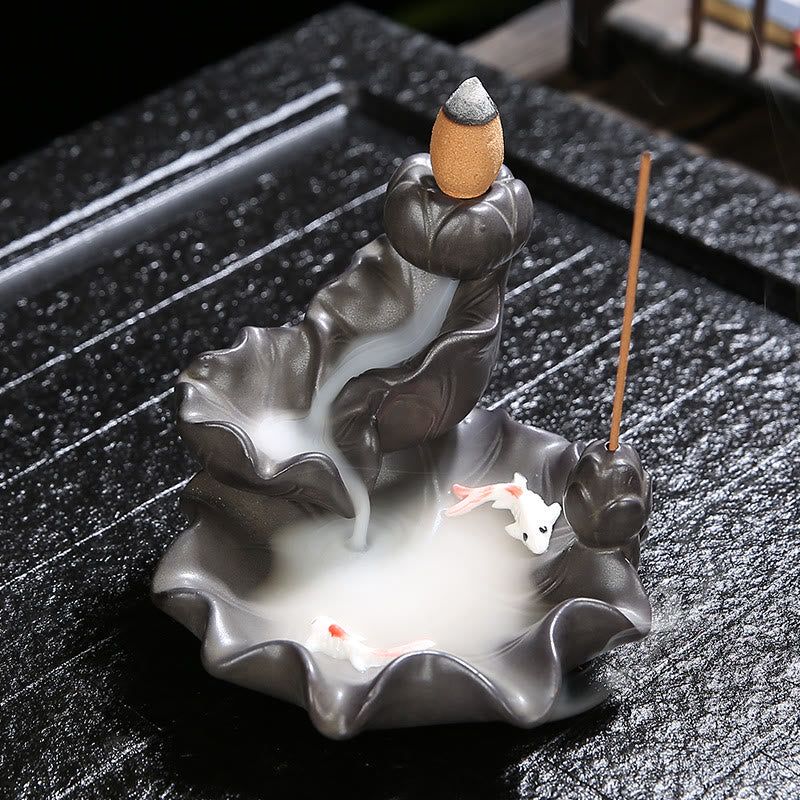 Buddha Stones Koi Fish Lucky Incense Burner Decoration - Koi Fish - image 0