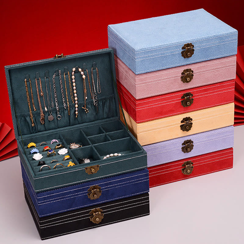 Buddha Stones Simple Design Jewelry Box Organizer Single Layer Flannel Jewelry Storage Box With Lock - image 13