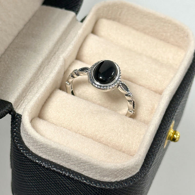 Buddha Stones 925 Sterling Silver Black Onyx Fortune Ring