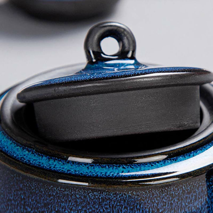 Blue Gradient Color Chinese Gongfu Tea Ceramic Teapot Portable Gift Bag Box Set - image 5