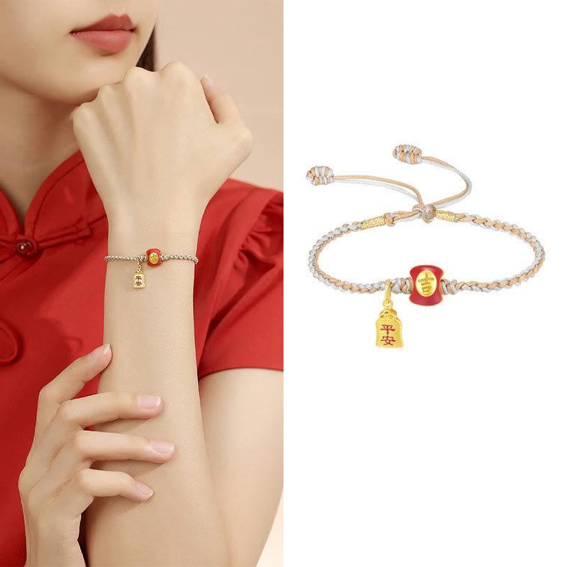 Buddha Stones 925 Sterling Silver Handmade Auspicious Chinese Character Blessing Braided String Bracelet - image 9