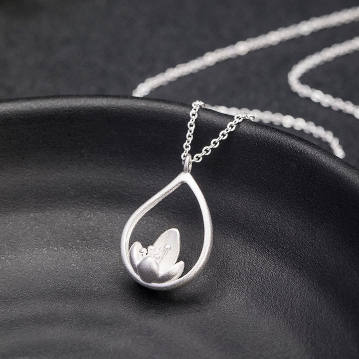 Buddha Stones 925 Sterling Silver Lotus Flower Floral Enlightenment Necklace Pendant - image 4