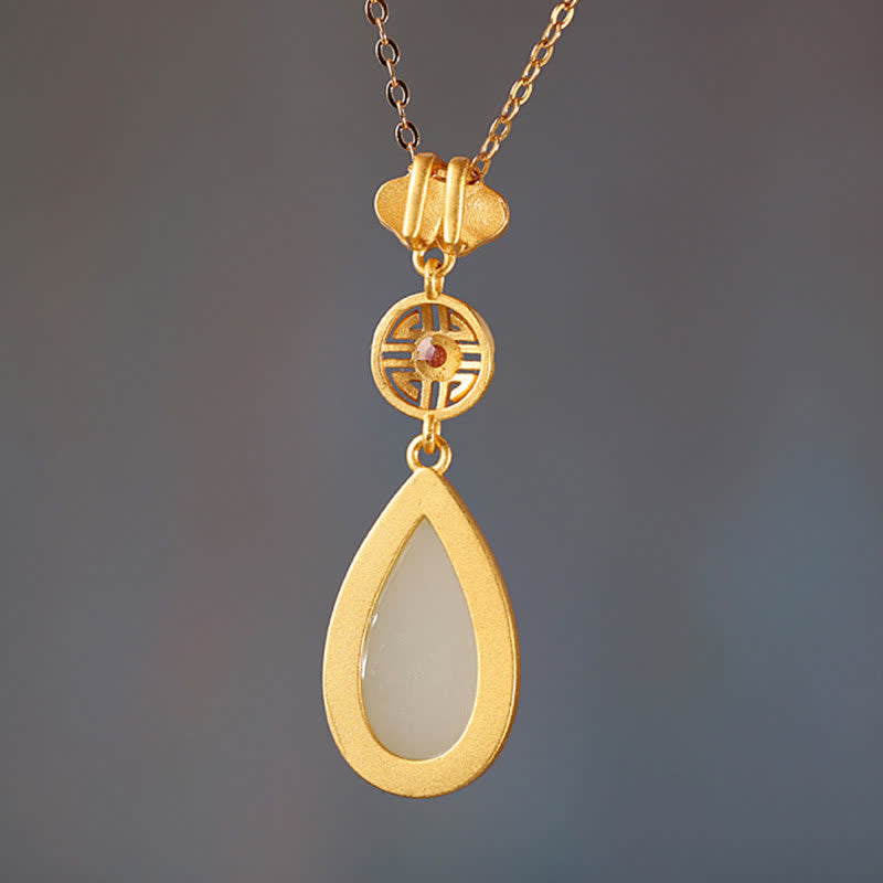 925 Sterling Silver Hetian White Jade Water Drop Chain Necklace Pendant Bracelet - image 5