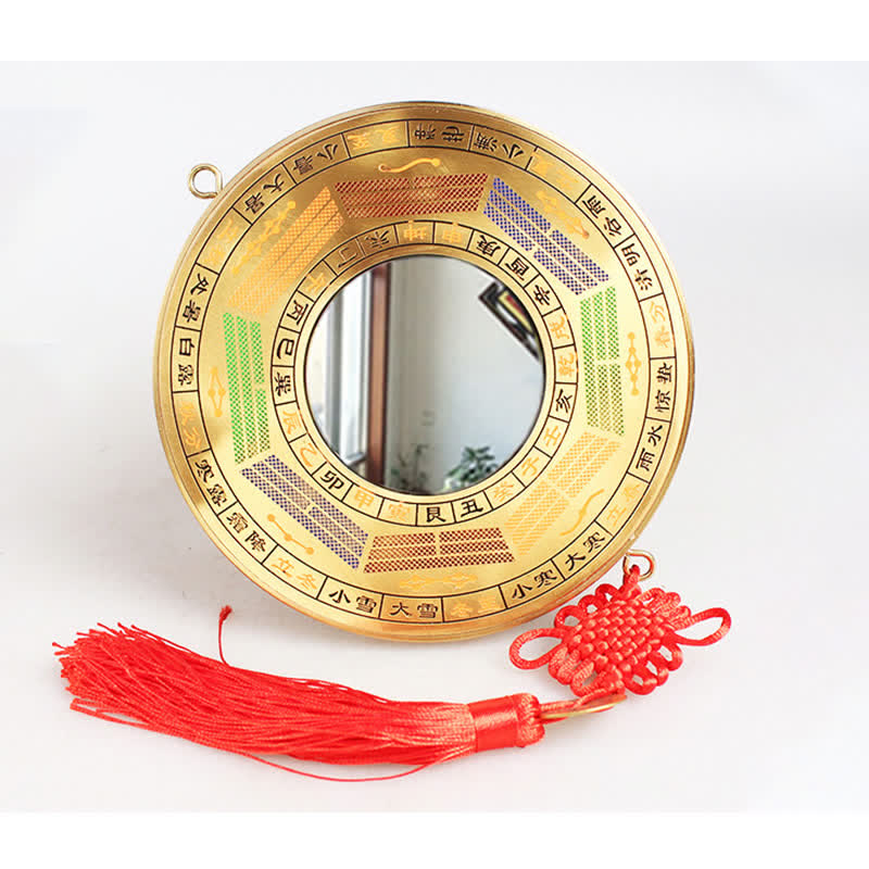 Feng Shui Bagua Map Copper Coin Chinese Knotting Balance Energy Map - 16cm - Four Seasons Bagua Map - Convex Mirror - image 9
